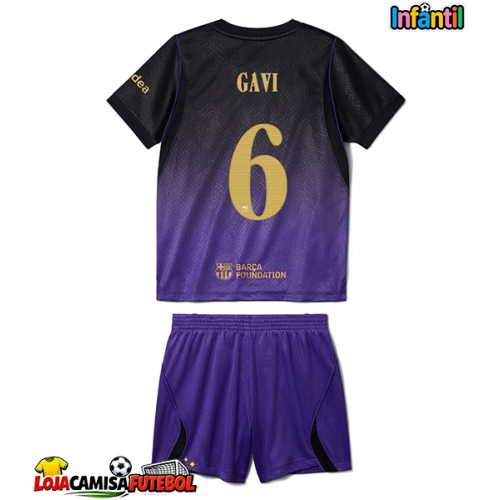 Camisa de Futebol Barcelona Paez Gavi #6 Equipamento Secundário Infantil 2026-27 Manga Curta (+ Calças curtas)